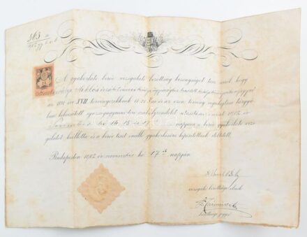 1903 Bírói gyakorlati vizsga bizonyítvány 48x30 cm