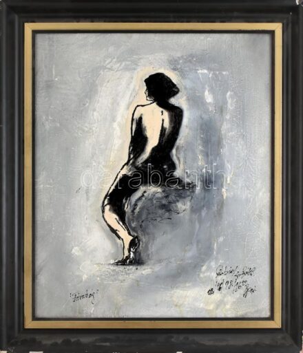 Rubint Ávrahám Péter (1958-): Fáradság. Olaj, vászon, jelzett, hátoldalán autográf fleirattal, 60×50 cm