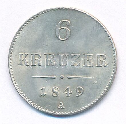 Ausztria 1849A 6kr Ag T:1-,2 patina Austria 1849A 6 Kreuzer Ag C:AU,XF patina Krause KM#2200