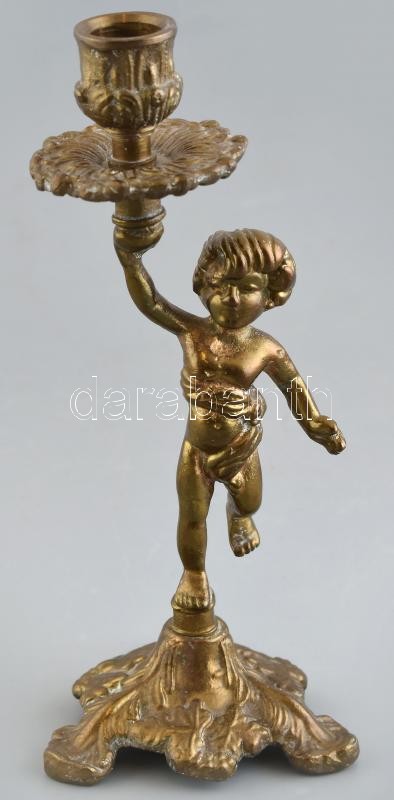 Gyertyatartó bronz kisfiú figura. 25 cm