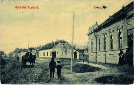 1909 Izsák, Fő utca, lovaskocsi, Stromer A. üzlete. W.L. 534. (EK)