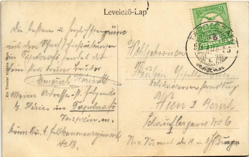 1910 Pápa, Részlet Tapolca folyó partjáról, fürdőző gyerekek, szarvasmarha. Kis Tivadar kiadása (fa) - Image 2