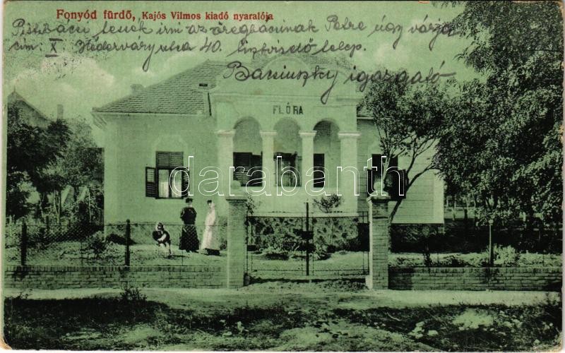 1918 Fonyód-fürdő, Kajós Vilmos kiadó 'Flóra' nyaralója