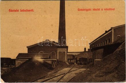 1908 Lábatlan, Cementgyári részlet és rakodó, iparvasút. Rothnagel László kiadása 401. (W.L.?) (EK)