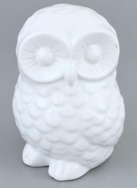 Bagoly, fehér mázas fajansz, jelzés nélkül, hibátlan, m:12 cm
