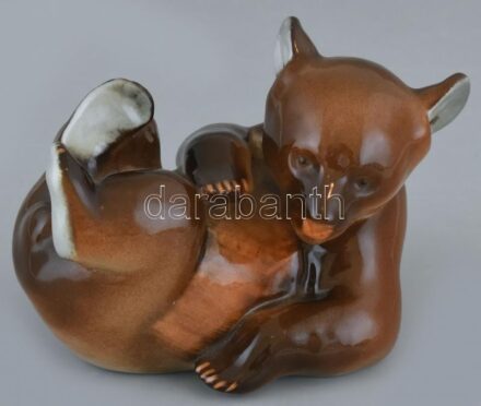 Lomonoszov szovjet medve, festett porcelán, jelzett, hibátlan, m:10cm