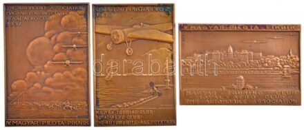1937. 'IV. Magyar Pilóta Piknik - The Automobile Association - Magyar Touring Club - Royal Aero Club 1937' egyoldalas bronz plakett, 'Berán N' gyártói jelzéssel a hátoldalon. Szign.: Berán Nándor (76x52mm) + 1938. 'V. Magyar Pilóta Piknik