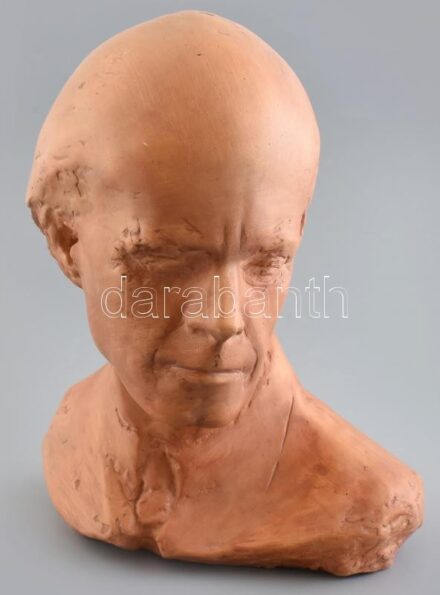 Borbás Tibor (1942-1995): Bartók Béla. Terakotta, jelzett, kopásnyomokkal, m:28cm