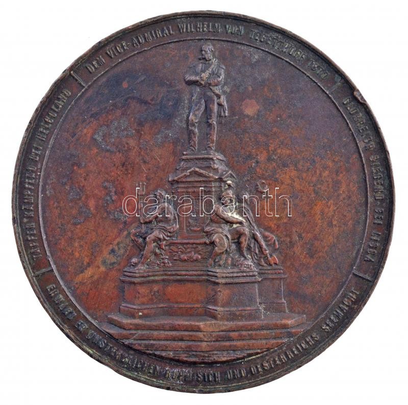 Ausztria ~1877. 'Wilhelm von Tegetthoff altengernagy Helgolandban való bátor küzdelméért, valamint dicsőséges győzelméért Vis-nél, mely halhatatlan hírnevet és tengeri hatalmat szerzett Ausztriának' kétoldalas Br emlékérem. Szign.: - Image 2