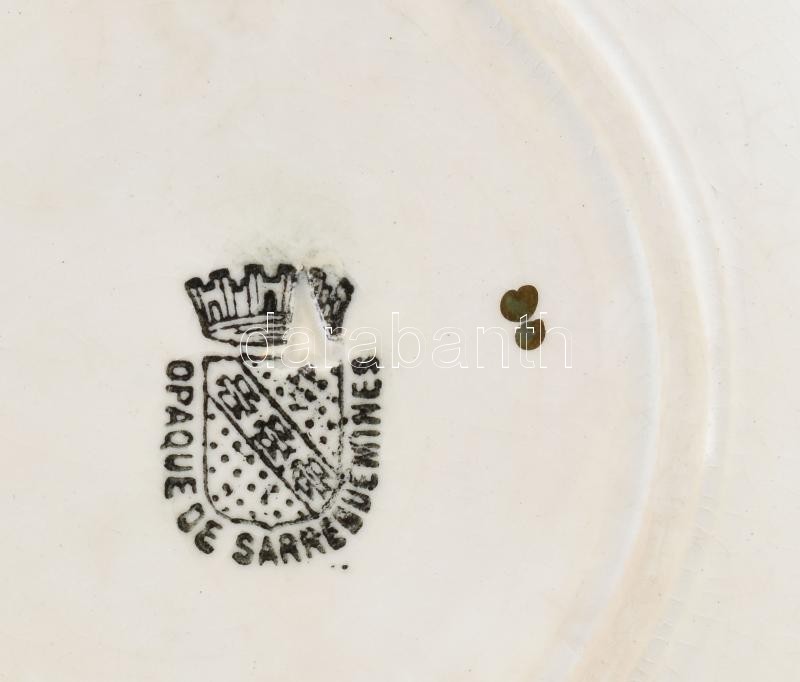 Sarreguemines kék teáscsésze aljjal, jelzett, kis kopásnyomokkal, d: 10,5 és 15,5 cm - Image 3