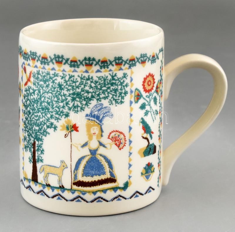 Sarreguemines kék teáscsésze aljjal, jelzett, kis kopásnyomokkal, d: 10,5 és 15,5 cm - Image 4