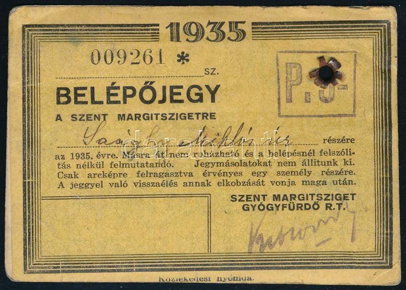 1935 Fényképes belépőjegy a Szent Margit szigetre - Image 2