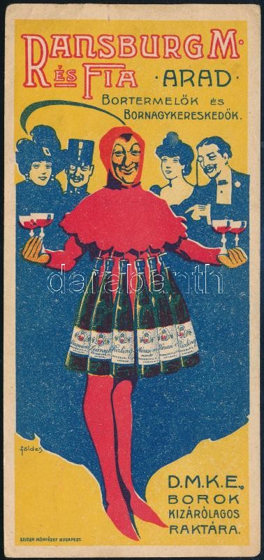 Ranschburg M. és fia Arad bortermelők és bornagykereskedők számolócédula