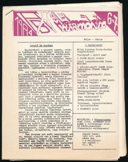 1984 Hírmondó szamizdat 6-7 kiadvány + Népszabadság 1956-os emlékszám
