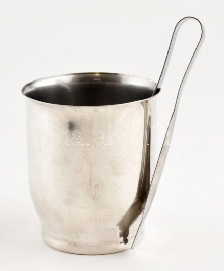 Jégtartó fogóval, fém, jelzés nélkül, h:15 cm, m: 10 cm, d: 9 cm