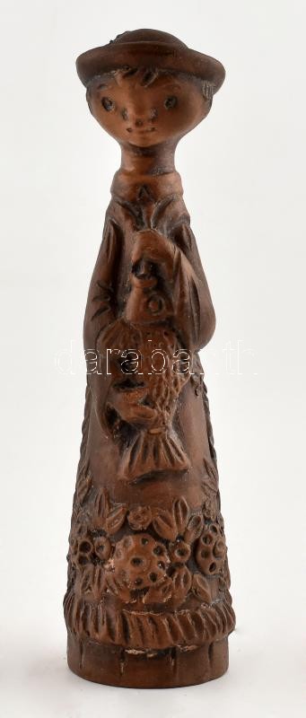 Kovács Mária: Halas fiú. Kerámia, jelzett, hibátlan, m:19 cm