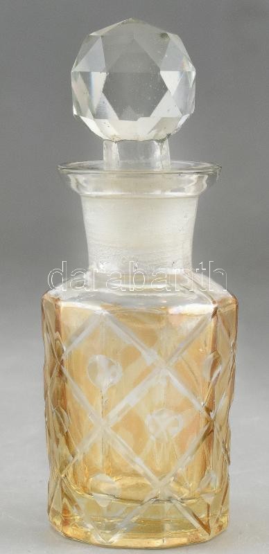 Palack, csiszolt üveg, kopott, m:12,5cm