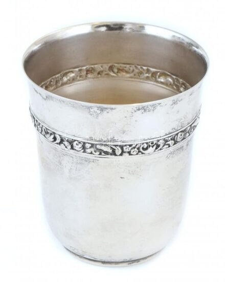 Alpakka keresztelő pohár, jó állapotban, m: 7 cm