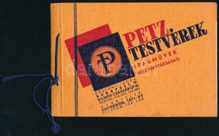 1941 Petz Testvérek Iparművek Rt. Áruminta katalógus. Bp., Centrum-ny., 8 sztl. lev. + Válasz levelezőlappal. Haránt-alakú fűzött papírkötés, jó állapotban.