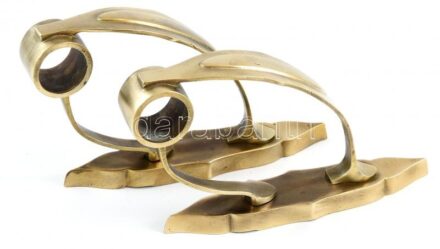 Öntött réz karnis pár, 18x11cm