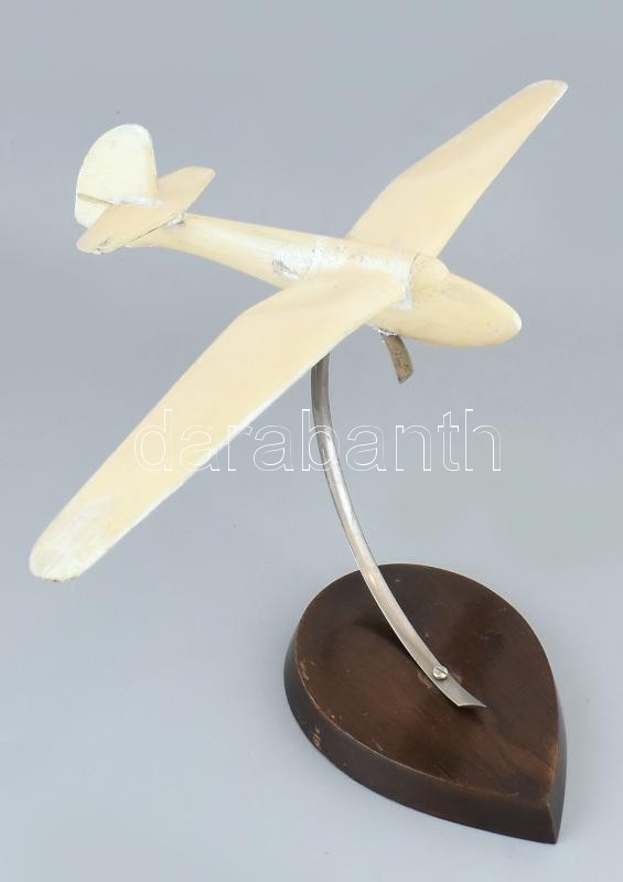 1956 Mecher János vitorlázó repülőpakett, fa, kopott, jelzett m: 31cm - Image 2