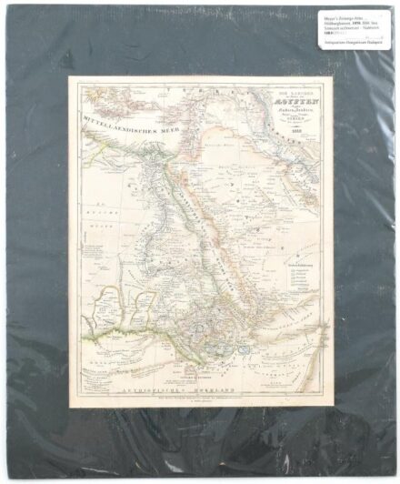 Cca. 1850 Egyiptom, Perzsia, Törökország, stb. térkép (összesen 1db, amelyen ezek az országok fellelhetőek). Meyer's Zeitungs Atlas kiadó. Színezett acélmetszet, paszpartuban. Jó állapotban. 26x21cm