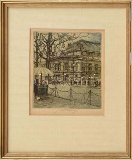 Olvashatatlan jelzéssel: Bécsi opera. Rézkarc, papír, üvegezett keretben. 13X12,5cm