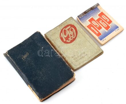 1959-1969 3 db zsebnaptár, kissé viseltes állapotban