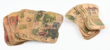 2 pakli régi tartott kártya, megviselt állapotban