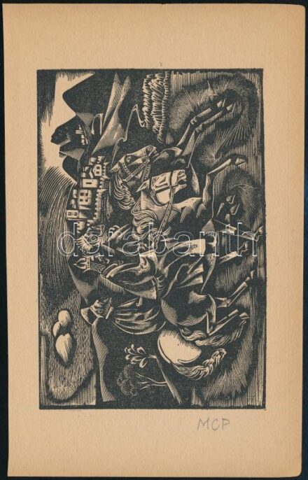 Molnár C. Pál (1894-1981): Háromkirályok. Fametszet, papír, utólagos jelzéssel, 9x14 cm.