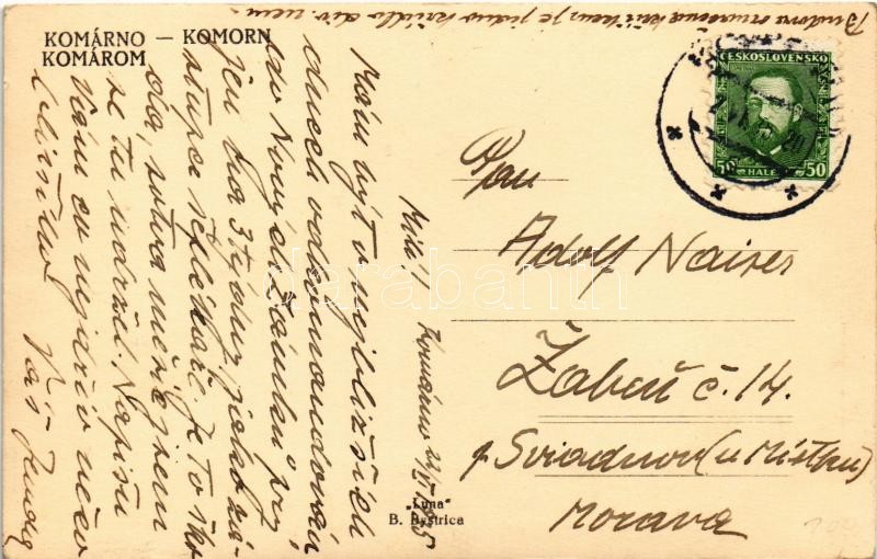 1935 Komárom, Komárnó, Komorn; utca, Tatra 12 autó / street view with 'Tatra 12' automobile, car - Image 2