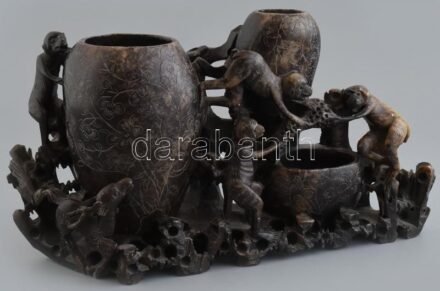 Majmos zsírkő váza, kis kopásnyomokkal, 27×16,5 cm