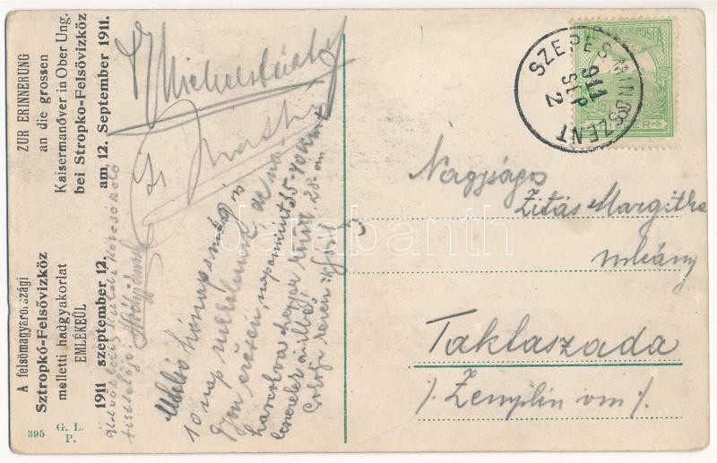 1911 Sztropkó-Felsővízköz, Stropkov-Svidník; A felsőmagyarországi hadgyakorlat emlékéül, étkező katonák a laktanya udvarán / Zur Erinnerung an die grossen Kaisermanöver in Ober-Ung. / in memory of the Austro-Hungarian royal military - Image 2