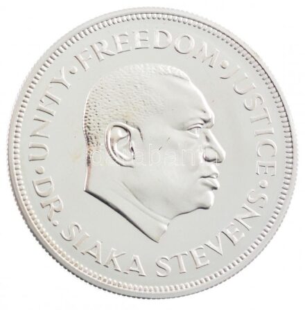 Sierra Leone 1974. 1L Ag 'A Sierra Leone-i Bank 10. évfordulója' eredeti díszdobozban, tanúsítvánnyal T:PP ujjlenyomat, patina Sierra Leone 1974. 1 Leone Ag '10th Anniversary of the Bank of Sierra Leone' in original hard case with