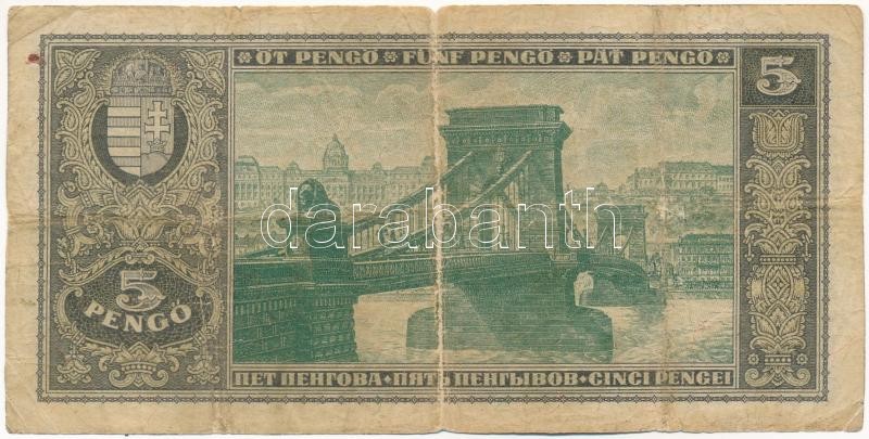 1926. 5P 'A 012 095145' T:III- / Hungary 1926. 5 Pengő 'A 012 095145' C:VG Adamo P3 - Image 2