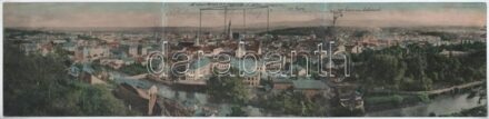 1901 Kolozsvár, Cluj; Három-részes kihajtható panorámalap / 3-tiled folding panoramacard (r)