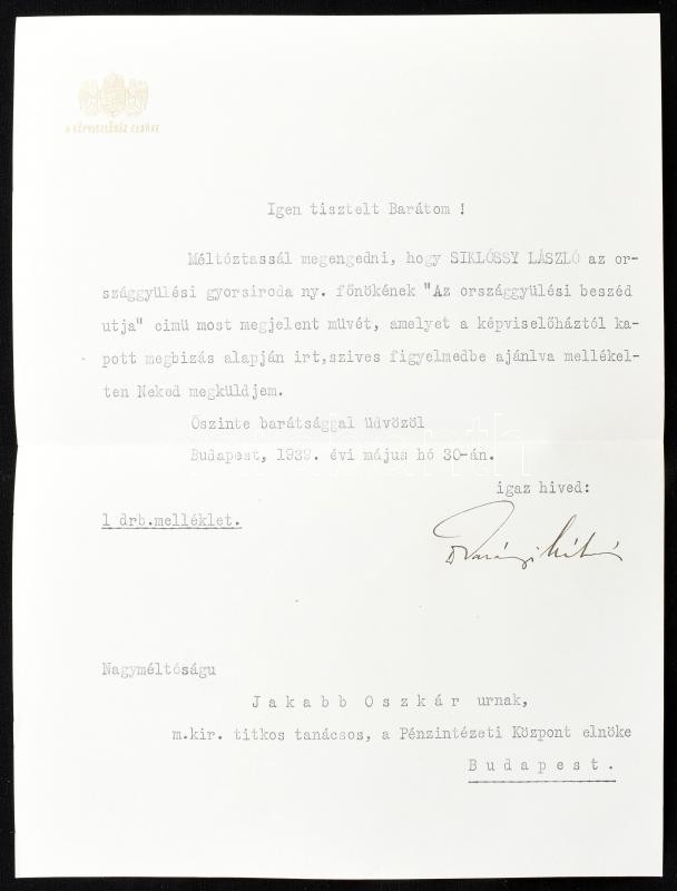 Siklóssy László: Az országgyűlési beszéd útja Kornis Gyula előszavával. Budapest, 1939. Egyetemi Ny. 605 l. 36 t. (8 kihajtható) + 2 hasonmás (1 kétlapos, egy kihajtható). Kiarói, kopott egészvászon kötésben. Hozzá Darányi - Image 3