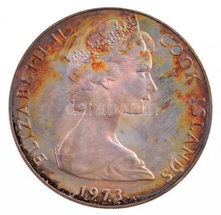 Cook-szigetek 1973. 2$ Ag 'II. Erzsébet megkoronázásának 20. évfordulója' emlékérme eredeti díszdobozban T:PP ujjlenyomat, patina Cook Islands 1973. 2 Dollars Ag '20th Anniversary of the Coronation of Queen Elizabeth II' commemorative