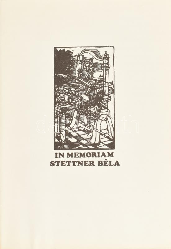 In memoriam Stettner Béla. 15 db grafikát tartalmazó sorszámozott mappa Stefanovits, Csorba-Simon, Rozanits, Vén Zoltán, stb Jelzettek