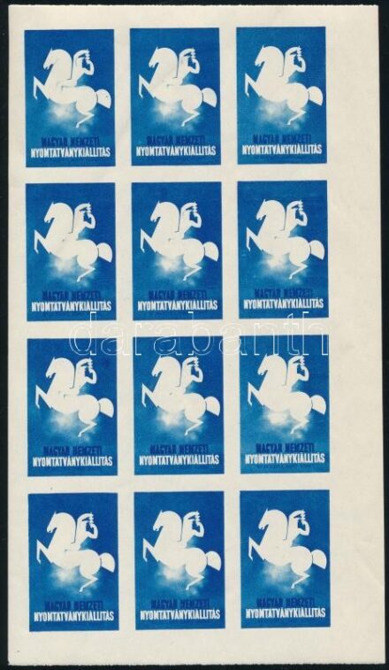 1938 Magyar Nemzeti Nyomtatványkiállítás 12-es vágott levélzáró ívdarab