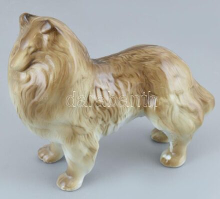 Hollóházi kutya, porcelán, jelzés nélkül, hibátlan, m:15cm, h:19cm