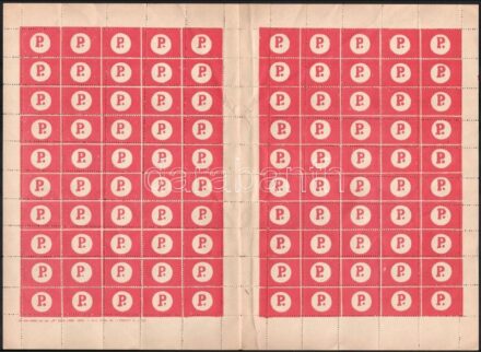 Portós csomagok jelzőragjegye hajtott, 2x50-es ívben