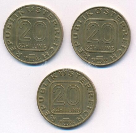 Ausztria 1984-1986. 20Sch Al-Br (3xklf forgalmi emlékérme) T:2 Austria 1984-1986. 20 Schilling Al-Br (3xdifff circulating commemorative coins) C:XF