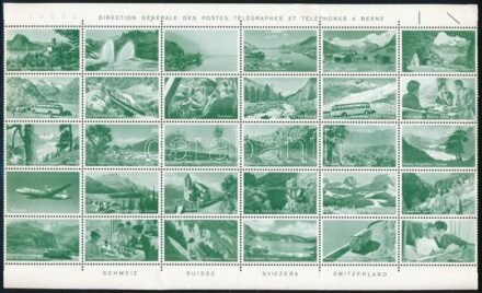 Svájc tájak levélzáró 30-as ívdarab / Swiss landscapes labels sheet of 30