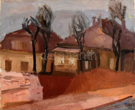 Iván Szilárd (1912-1988): Utcarészlet. Olaj, vászon, jelzett. 49×60 cm