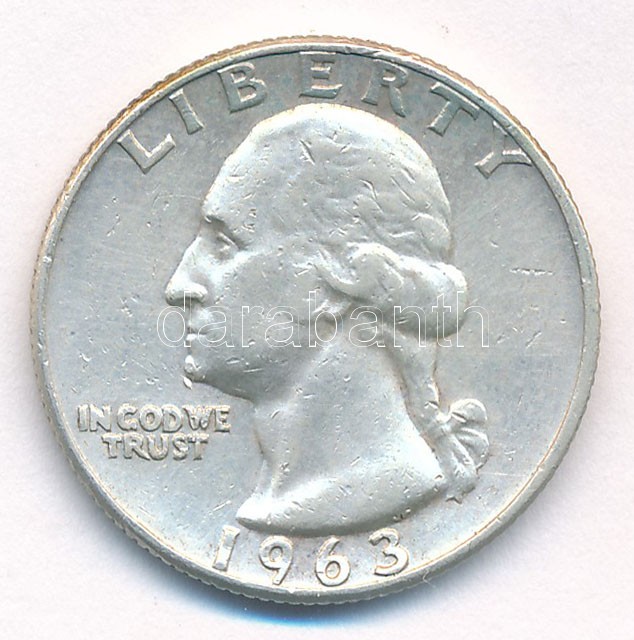 Amerikai Egyesült Államok 1963D 25c Ag T:2- USA 1963D 25 Cents Ag C:VF Krause KM#164