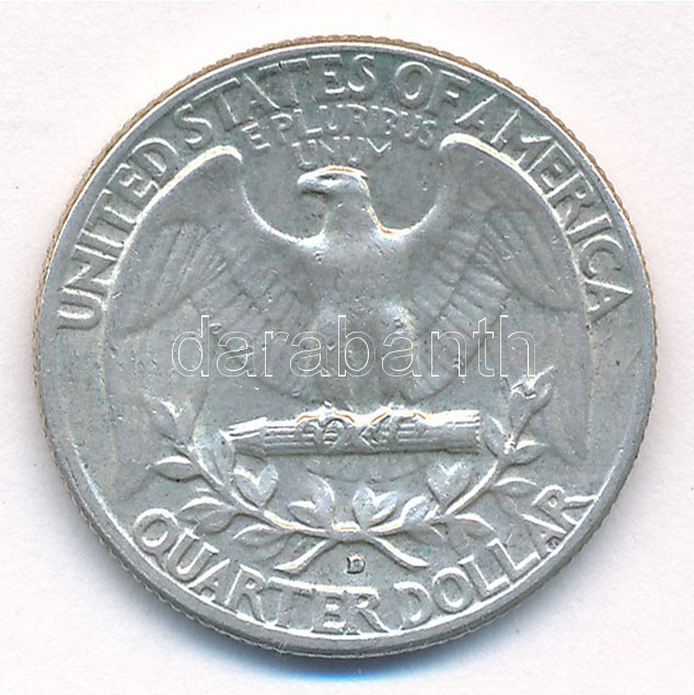 Amerikai Egyesült Államok 1964D 25c Ag T:2- USA 1964D 25 Cents Ag C:VF Krause KM#164 - Image 2