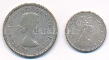 Kanada 1960. 25c Ag 'II. Erzsébet' + 1965. 10c Ag 'II. Erzsébet' T:2-,3 Canada 1960. 25 Cents Ag 'Elizabeth II' + 1965. 10 Cents Ag 'Elizabeth II' C:VF,F