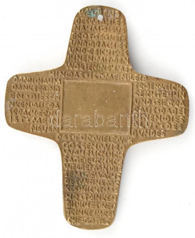 Bornz kereszt függő, plasztikus díszítéssel, hátoldalán német nyelvű felirattal. 9x7 cm - Image 2
