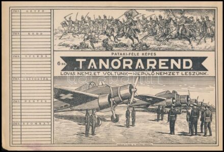 cca 1894-1944 2 db nyomtatvány (Pataki-féle tanórarend, Ünnepi dal)